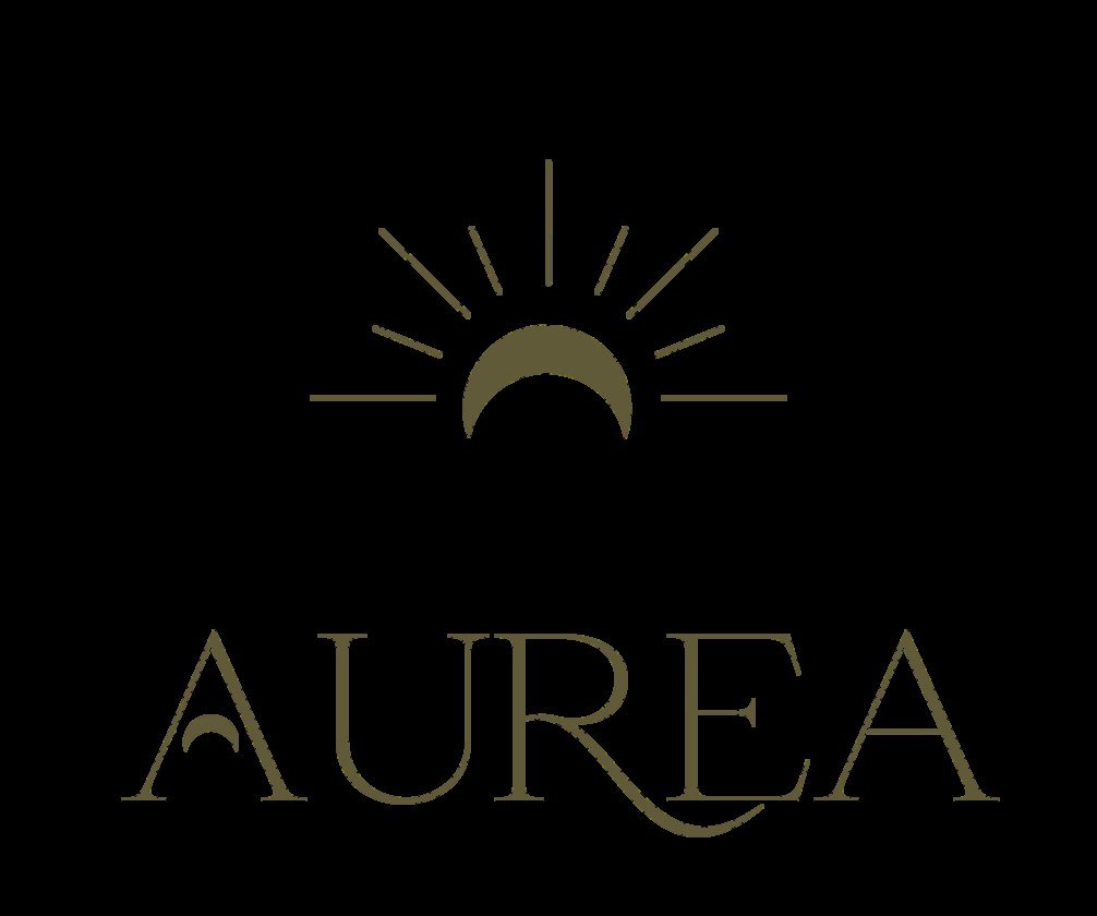 AUREA lockup — bronze on ink